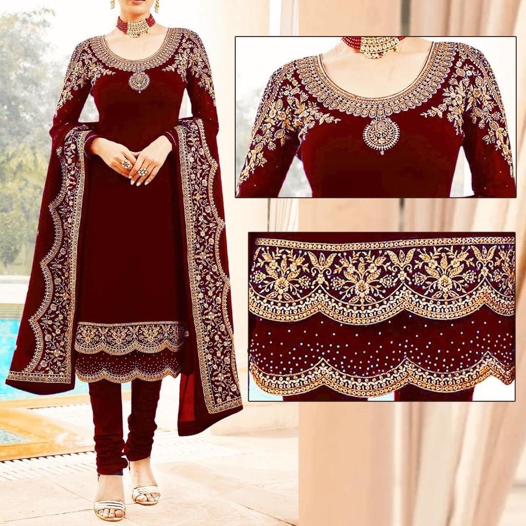 As-20 Embroidered Unstitched 3 Pcs Dress By Shandar Desings