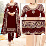 As-20 Embroidered Unstitched 3 Pcs Dress By Shandar Desings