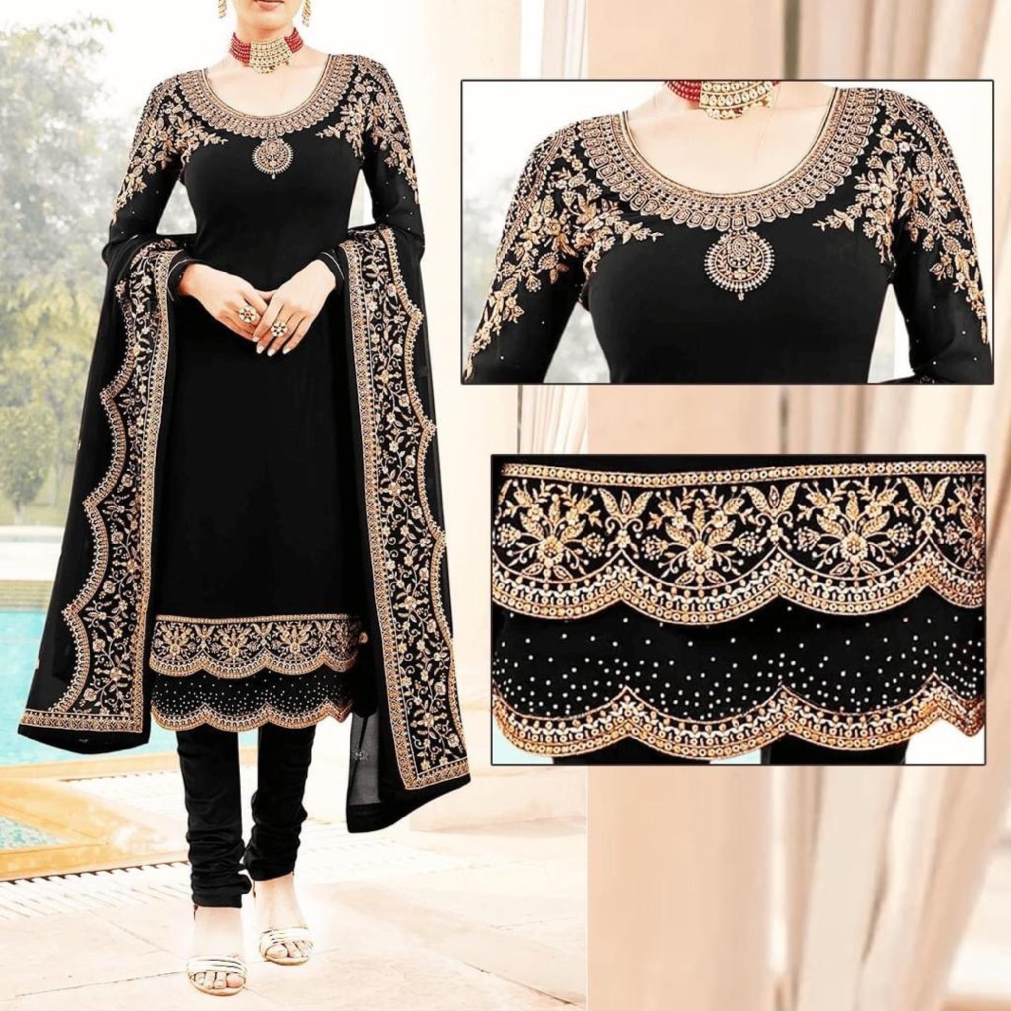 As-20 Embroidered Unstitched 3 Pcs Dress By Shandar Desings