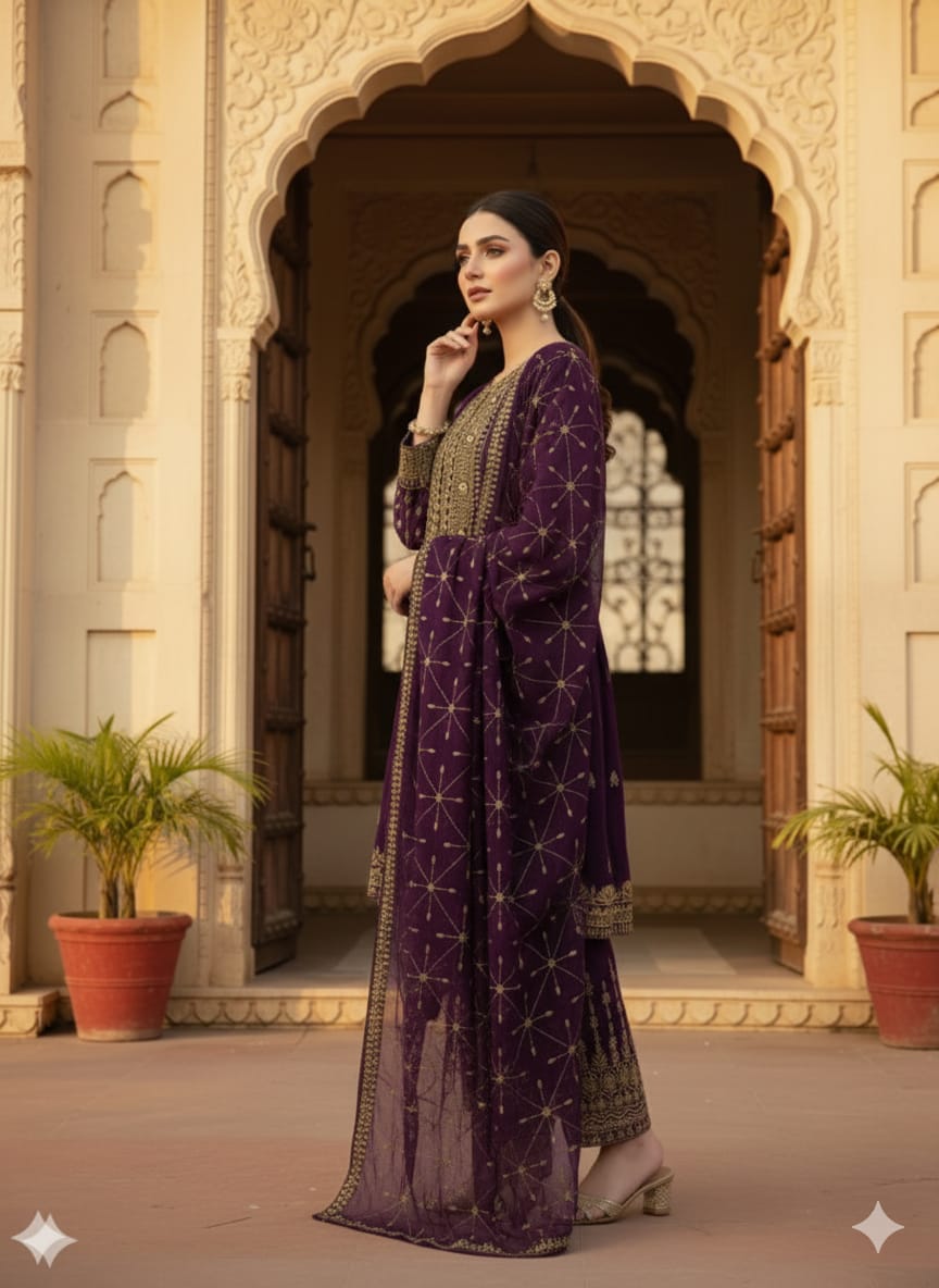 950  FULL EMBROIDERED COMPLETE 3 PIECE SUIT