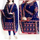 LAVINA 940 BLUE FULL EMBROIDERED COMPLETE 3 PIECE SUIT