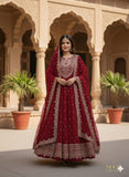 STYLISH PARTY WEAR FROCK (IF-660 )  FULL EMBROIDERED COMPLETE 3 PIECE SUIT
