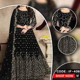 STYLISH PARTY WEAR FROCK (IF-408) FULL EMBROIDERED COMPLETE 3 PIECE SUIT