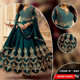 STYLISH PARTY WEAR FROCK (IF-650 G) FULL EMBROIDERED COMPLETE 3 PIECE SUIT