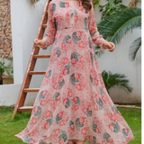 MULLBERRY PINK FLORAL MAXI ( KOREAN GEORGETTE )