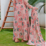 MULLBERRY PINK FLORAL MAXI ( KOREAN GEORGETTE )