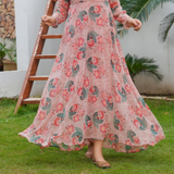 MULLBERRY PINK FLORAL MAXI ( KOREAN GEORGETTE )