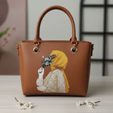 Hijab Girl Canvas Print Elegant Handbag Floral Design Tote
