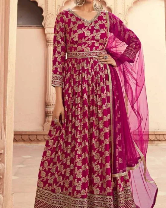 IF 228 Atishi Embroidered Dola Jacquard Gown In Atishi Color - Shaz.pk